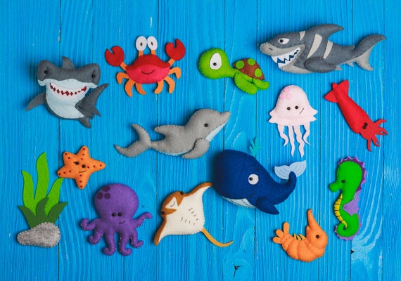 Felt Sea Creatures Educational Toy Set Felt Ocean Creatures Gift for Kids  Magnets Stuffed Sea Animals Nautical Under the Sea Nursery Decor 