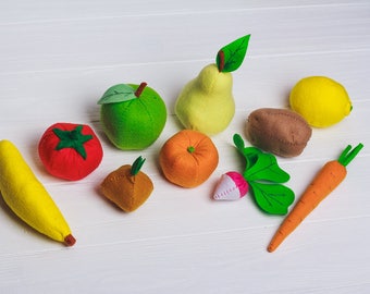 Légumes et fruits farcis en feutre Jeu de développement alimentaire poire banane pomme de terre Jeu éducatif pour bébé enfant en bas âge Montessori cadeau pour bébé