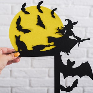 Felt Halloween Door Corner Decor: Witch, Moon & Bats