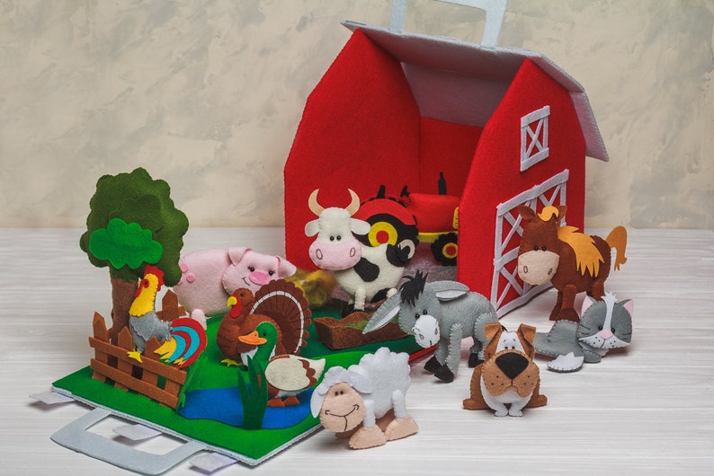 Farm animals nursery decor Christmas gift Felt toys Plush Etsy