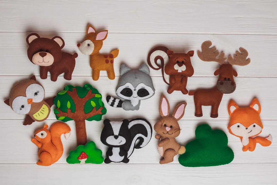 Christmas animal ornaments Woodland felt animals Forest Etsy