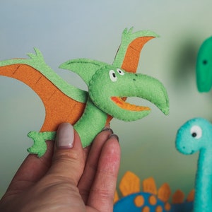 Dinosaur Christmas ornament Felt Personalized ornament toy Dino play set Felt kids toys Nursery decor T-Rex toddler Baby First birthday gift image 5