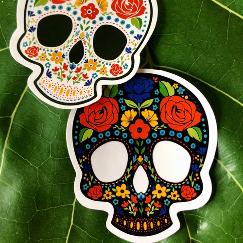Day of the Dead - Skull Stickers - Dia De Los Muertos Stickers - 2.75"  Sugar Skull Calavera Sticker - Halloween Stickers - Skull Decal