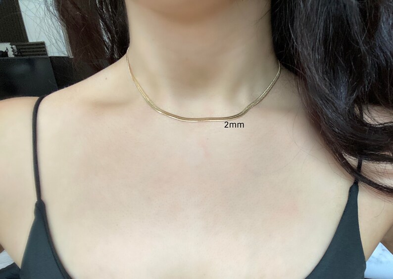 snake chain choker 18K gold filled herringbone necklace gold herringbone choker