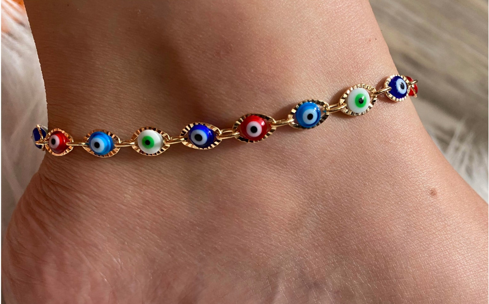 Evil Eye Anklet/ 18k Gold Filled Evil Eye Anklet/ Good Luck Etsy