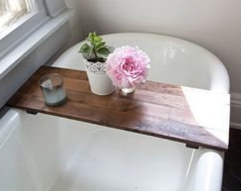 Minimalist Wooden Rustic Bath Caddy - Bath Shelf - Bath Tray - Wine - Relax - Pamper - Bath Board - Gift for her - Spa