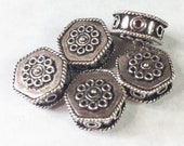 5 STERLING SILVER PIll BoxBeads, Bali Beads, Vintage beads