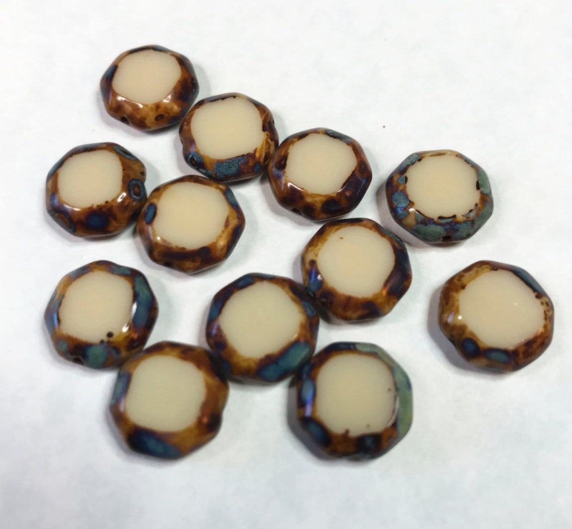 12 UNIQUE DISC BEADS 12MM Disc Beads Cream Coin Beads Cream Etsy