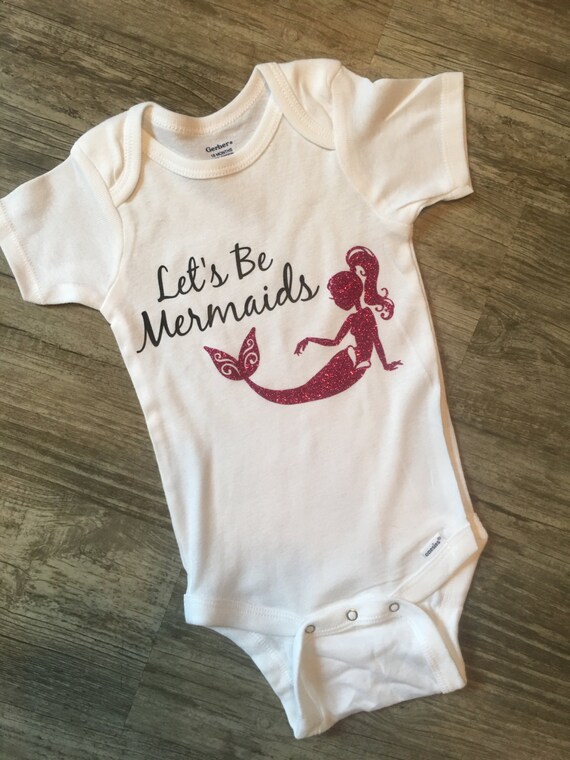 Items similar to Mermaid baby bodysuit, "Let's Be Mermaids" with pink