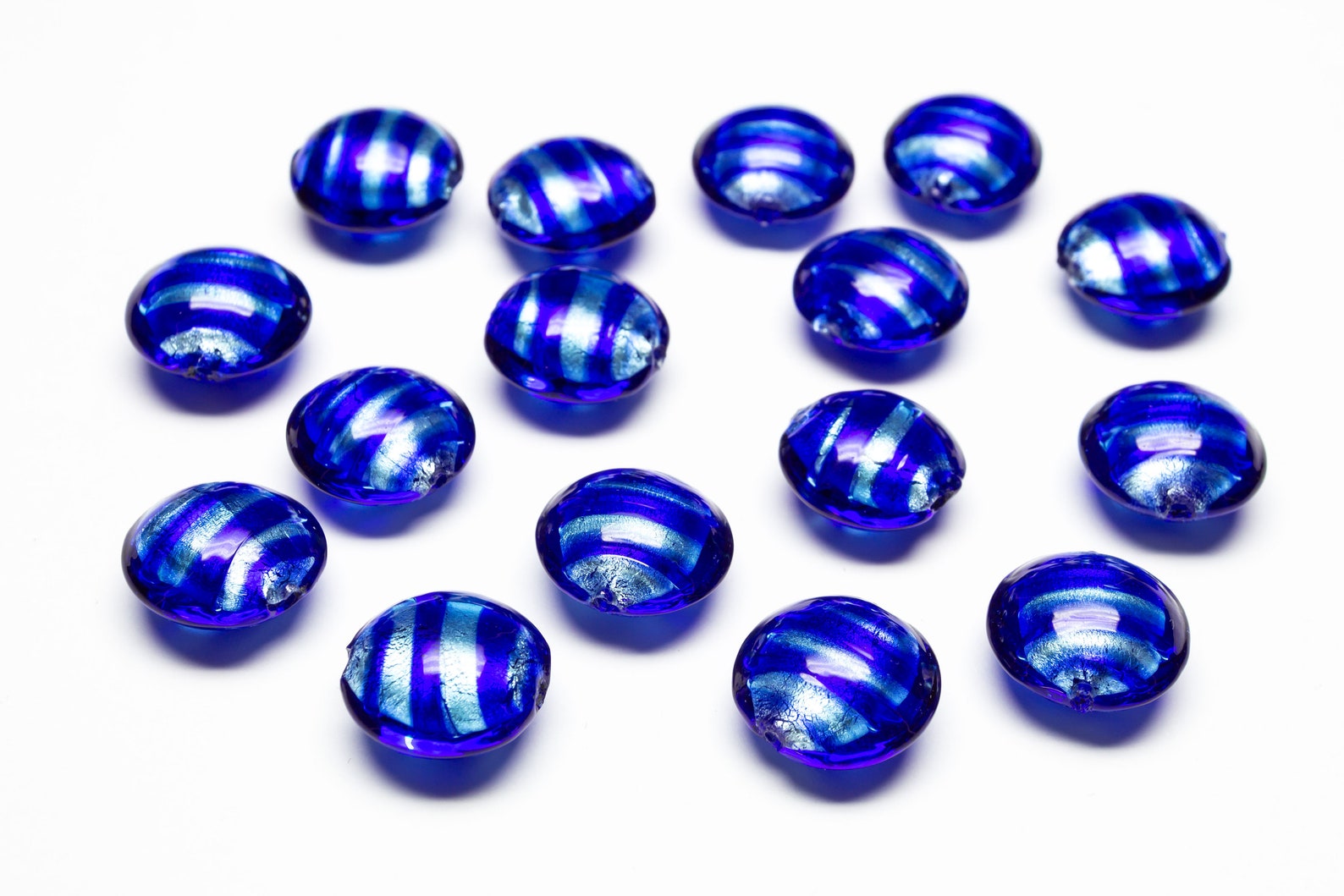 Authentic Murano Glass Loose Beads 16 pcs 14mm Silver Foil Etsy