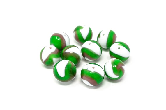 10 pcs Authentic Murano Glass Beads - Round Shape 16mm - Blown Glass Venetian Beads Handmade - Italian - Lampwork Beads