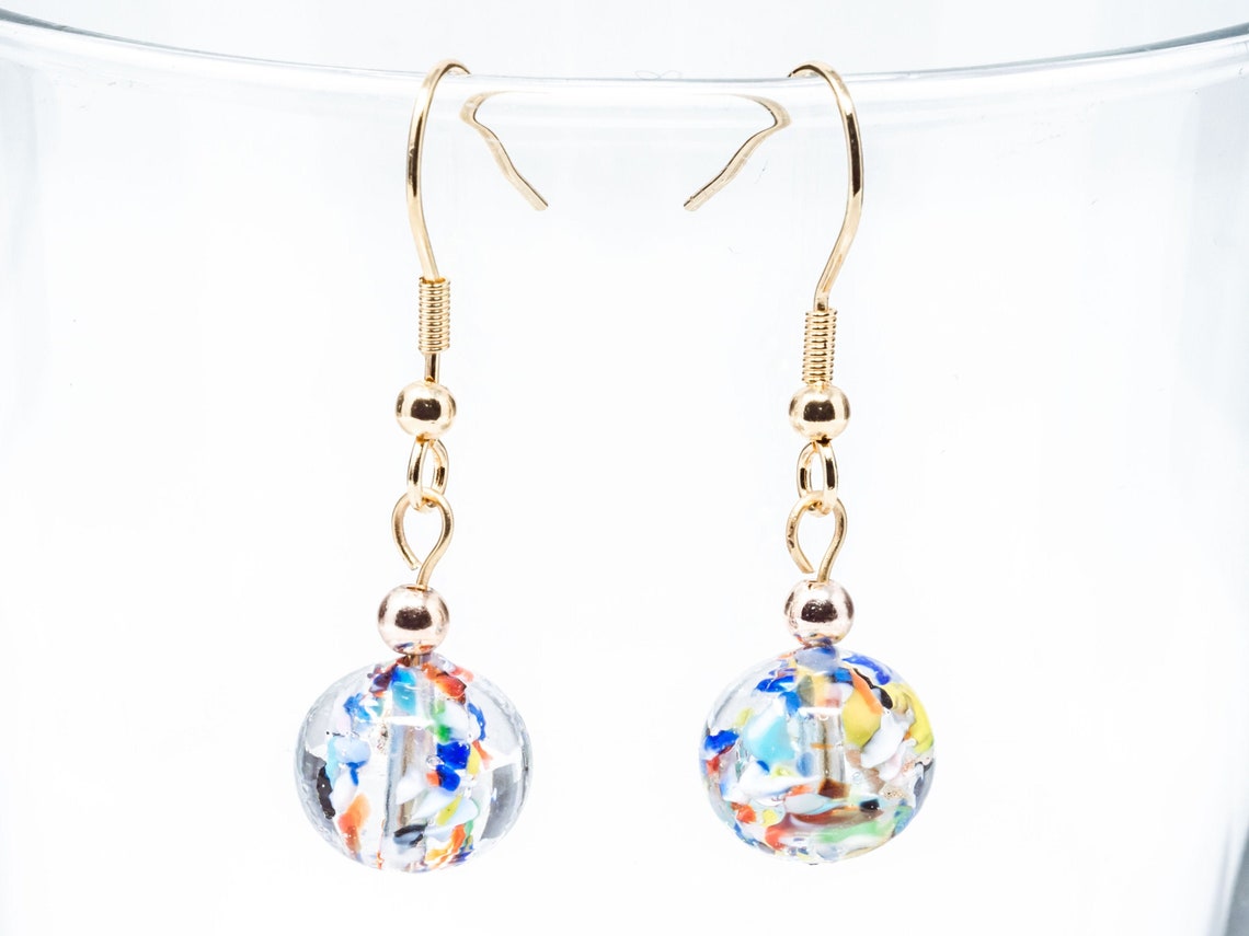 Murano Glass Drop Earrings Stainless steel Handmade in Etsy
