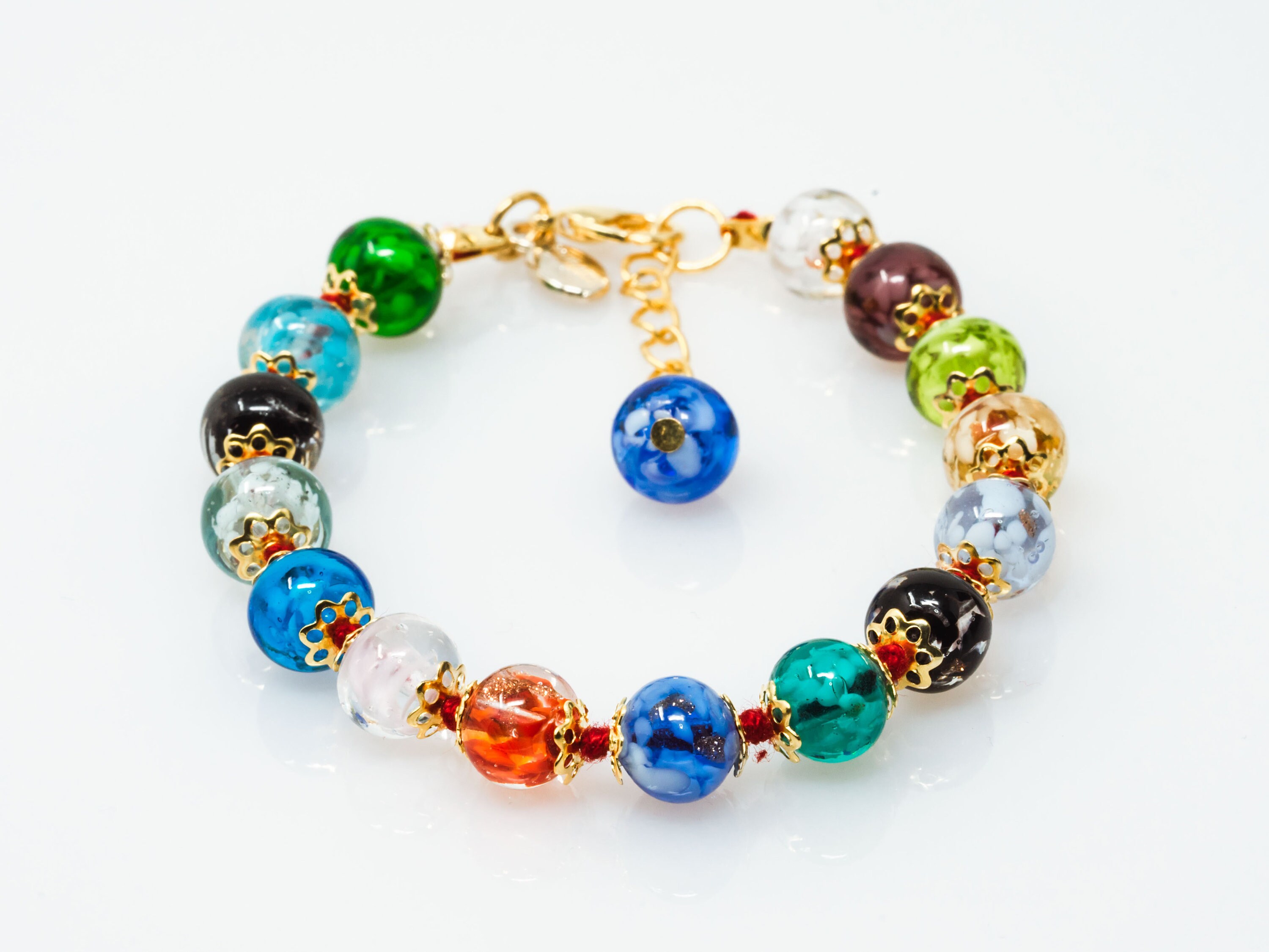 Schöne Murano Kristall Handarbeit Glas Perlen Armband aus Venedig Grün & Weiß Schöne Murano Kristall Handarbeit Glas Perlen Armband aus Venedig Grün & Weiß