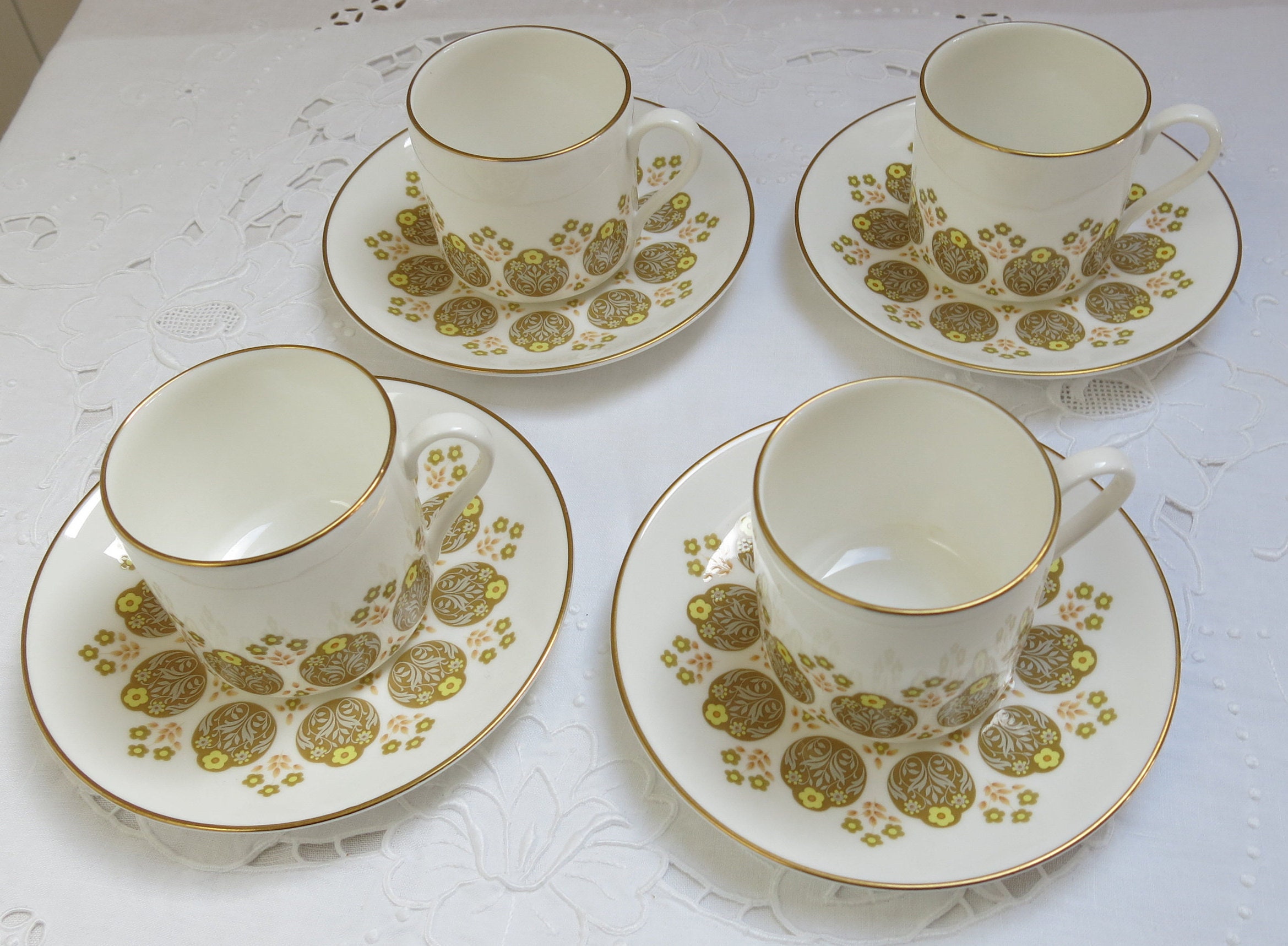 4 Vintage Royal Doulton Coffee Cups/Cans and Saucers Etsy