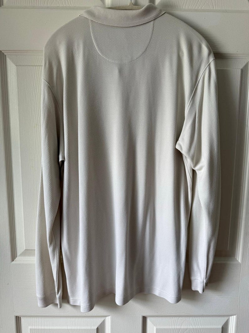Tommy Bahama Silk Cotton Long Sleeve Polo Shirt White Size M Vintage Y2K Resort image 2