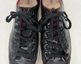 Converse All Star Vintage Y2K Black Patent Crinkle Leather Sneakers Men’s 11 Low
