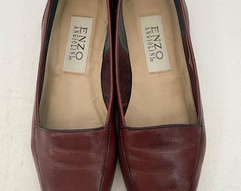 Enzo Angiolini Red Liberty Leather Square Toe Classic Loafers Size 6.5
