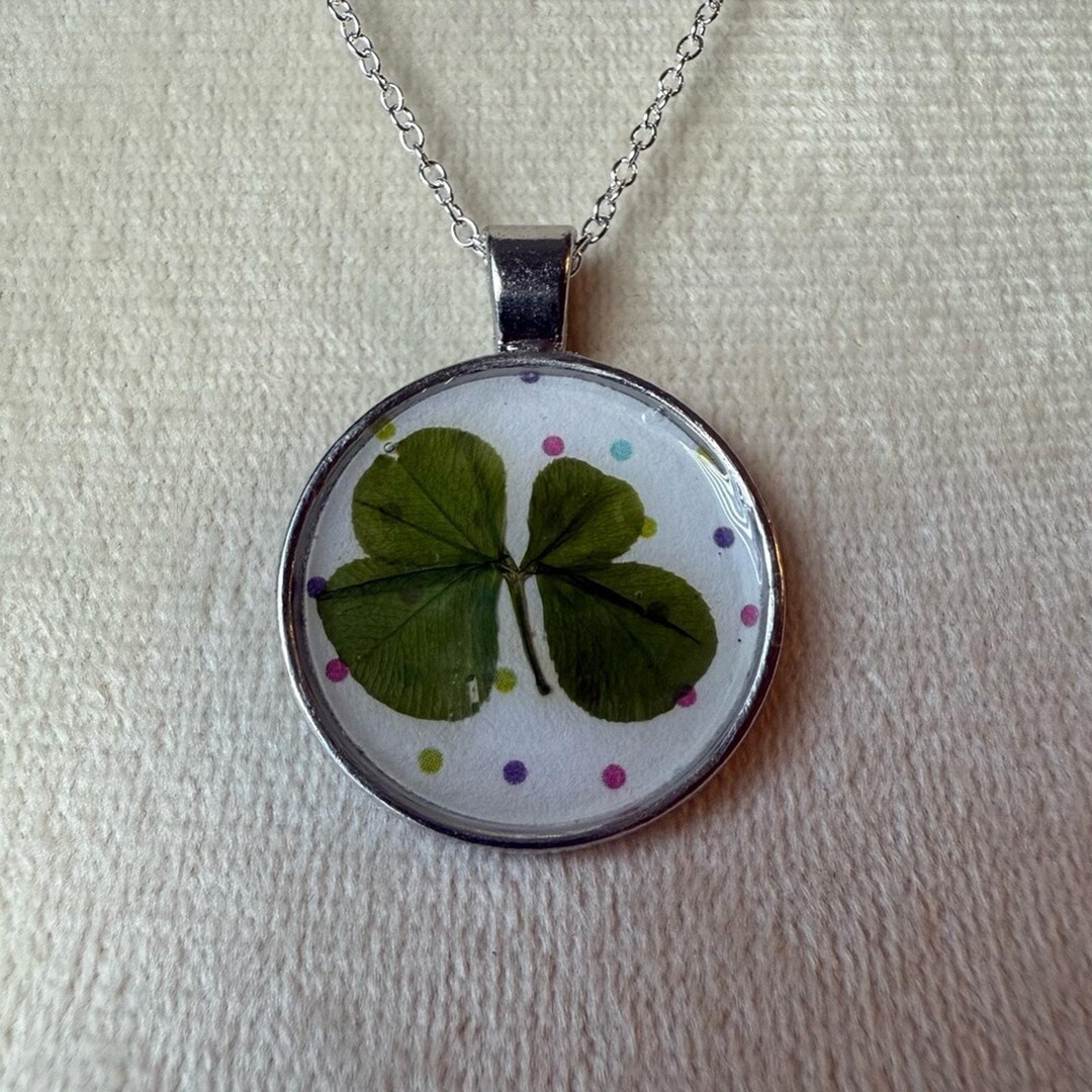 Hand-crafted Real 4 Four Leaf Clover Pendant W/ Silver Chain - Etsy