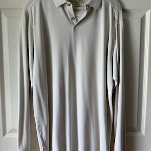 Tommy Bahama Silk Cotton Long Sleeve Polo Shirt White Size M Vintage Y2K Resort image 1