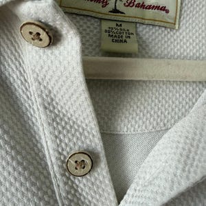 Tommy Bahama Silk Cotton Long Sleeve Polo Shirt White Size M Vintage Y2K Resort image 4