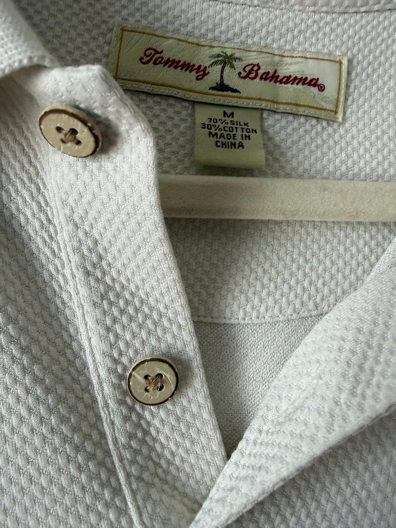 Tommy Bahama Silk Cotton Long Sleeve Polo Shirt White Size M Vintage Y2K Resort image 4