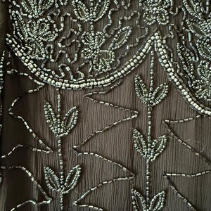 Vintage 80s / 90s Adrianna Papell Boutique Black Beaded Silk Evening Top Medium image 4