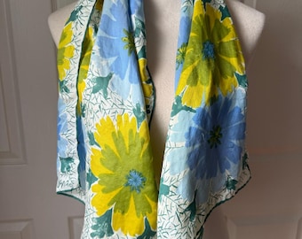 Vintage 1970s Vera Neumann Floral Silk Scarf 14” x 44” Mod Cottagecore Bridal