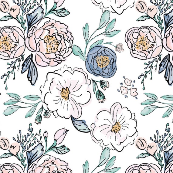 blue floral crib sheet