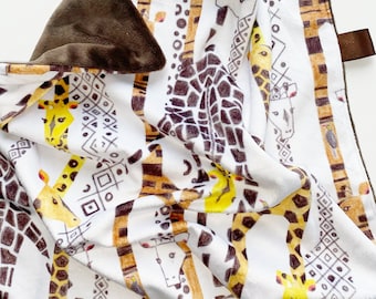 Giraffe Lovey/Security Blanket, Safari Nursery, Safari Animals Lovey,  Giraffe Minky Lovey, Baby Shower Gift