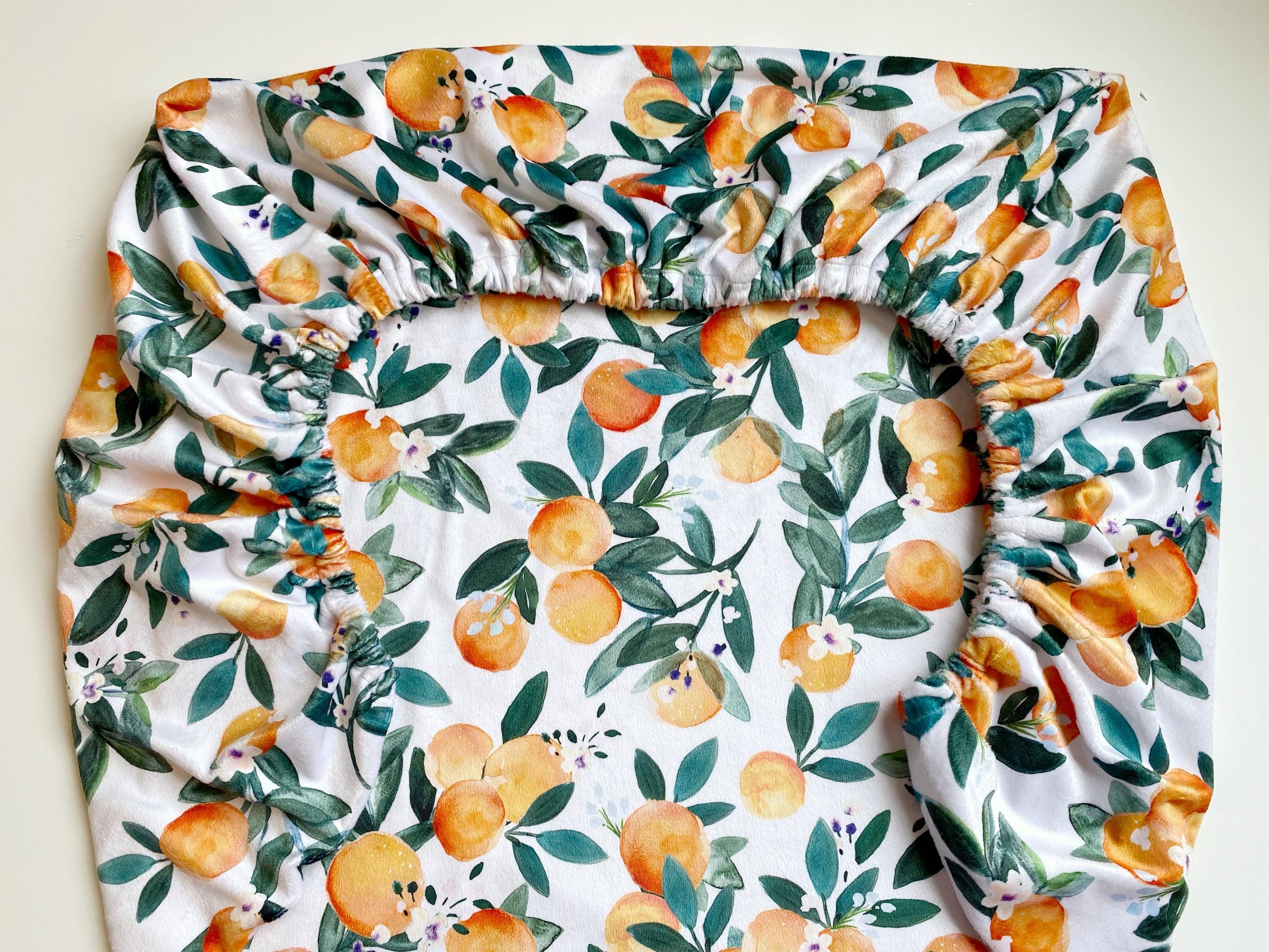 Clementine Orange Crib Sheet, Orange Blossom Crib Sheet, Clementine