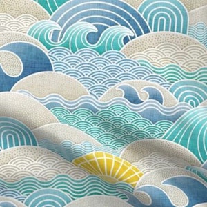 Beach Crib Sheet, Surfer Baby Bedding, Waves Change Pad, Waves Swaddle Blanket,  Ocean Nursery, Organic