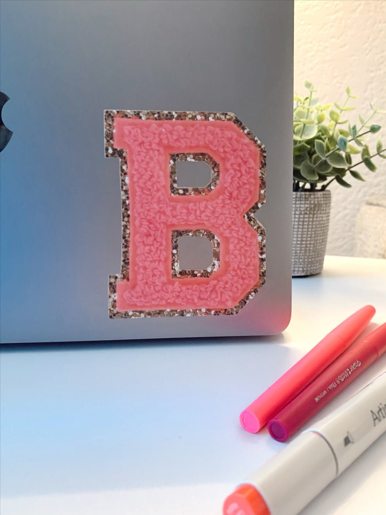 Glitter Varsity Chenille INSPIRED Pink Adhesive Letter Stickers, Prep…