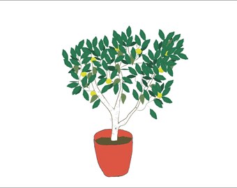 Lemon Tree Art Print, Kitchen and Home Decor, Original Art Print