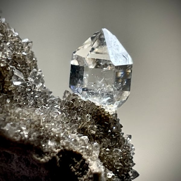 AAA Grade Herkimer Diamond Crystal on Druzy and Crystal Encrusted Matrix, Super Clear Herkimer Diamond Crystal