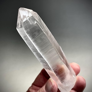 High Grade Stunning Quartz Crystal Wand from Diamantina, Brazil, Exceptionally Clear Quartz Wand with Cathedral Lightbrary Structure