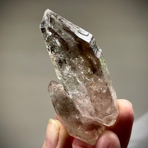Unique Goboboseb, Brandberg, Enhydro Smoky Quartz Crystal with Moving Gas Bubbles, Double Terminated Goboboseb Smoky Quartz Enhydro