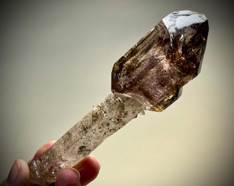 Large High Grade Shangaan Amethyst Sceptre with Red Hematite Phantoms and Elestial Growth. Smoky Amethyst Sceptre from the Chibuku Mine