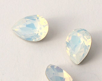 White opal crystals, opal stone, 14x10mm teardrop rhinestones, Swarovski crystals, 4320, opal crystal, tear drop crystals, pear stones