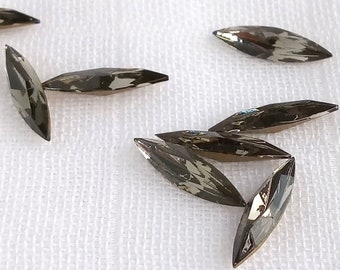 Black crystals, black rhinestones, black diamond color, Swarovski crystals, 15x4mm, fancy stone navette, embellishment, 4200