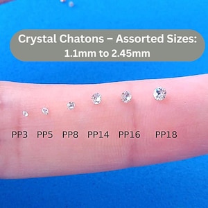 Tiny clear crystal chatons , assorted sizes  1mm to 2.45mm , Swarovski pointed back rhinestones