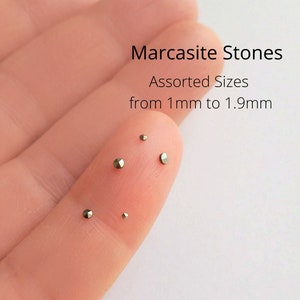 Marcasite stones mix, loose marcasites, tiny marcasites for jewelry making and repairs, assorted sizes:  1mm to 1.9mm size