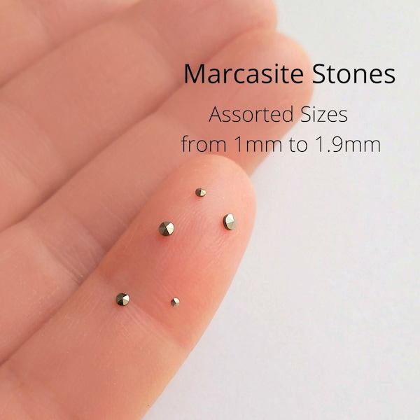 Mischung aus Markasitensteinen, lose Markasiten, winzige Markasiten für die Schmuckherstellung und -reparatur, verschiedene Größen: 1 mm bis 1,9 mm Größe