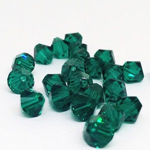 6mm Emerald Beads, Swarovski Xilion Bicones, Green Crystal Beads, 5328 Beads, Jewelry Supplies, Swarovski Elements, Teal Beads