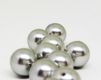 Perles semi-percées, perles grises Swarovski, perles grises, perles de cristal Swarovski, perles d'imitation, perles lâches, perles pastel