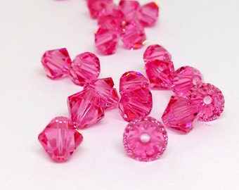 Perles roses de 6 mm, perles Swarovski Bicone, perles de cristal Swarovski, perles de corail, perles roses, fournitures de bijoux, éléments Swarovski, bricolage