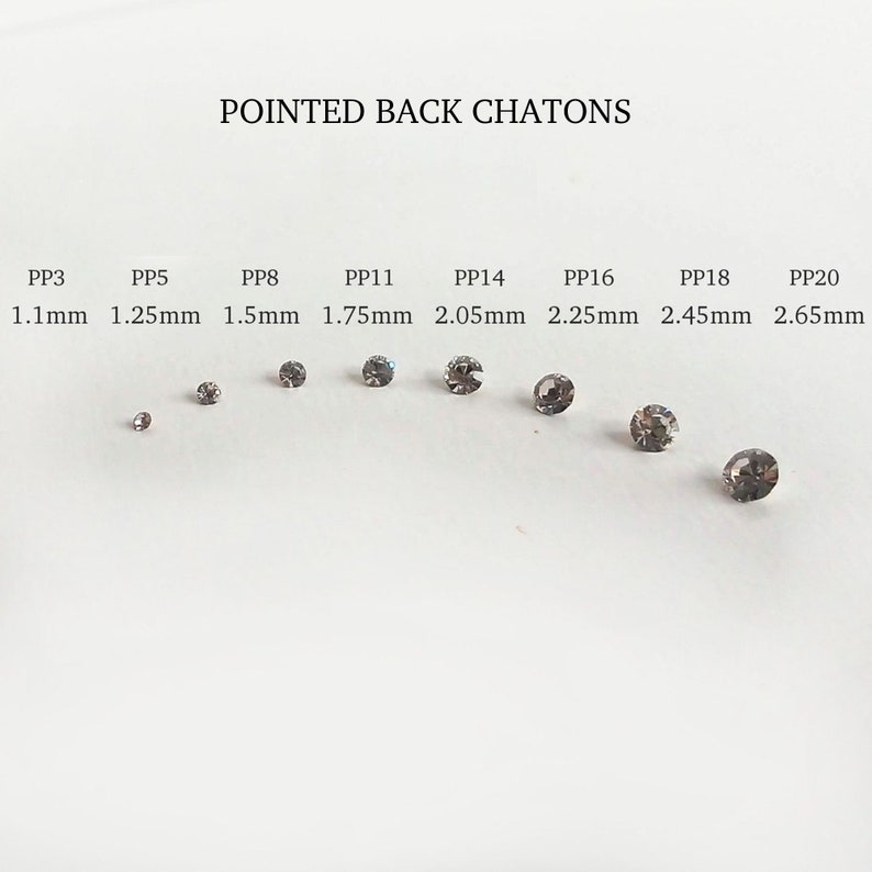 Assortiment de cristaux pour la réparation de bijoux, cristal Swarovski, petits cristaux, 8 tailles de 1,1 mm à 2,65 mm, mélange de cristaux, strass pointu image 2