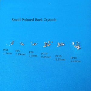 Cristaux assortis, 6 tailles de 1,1 mm à 2,45 mm, mélange de cristaux, cristaux Swarovski, strass pointus, tailles assorties, petits cristaux image 2