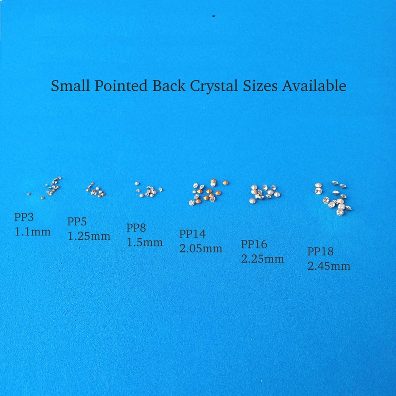 1.10mm Swarovski Chatons, Kristall Chatons, winzige Kristalle, winzige Chatons, spitze Strasssteine, lose Strasssteine, PP3 Bild 6