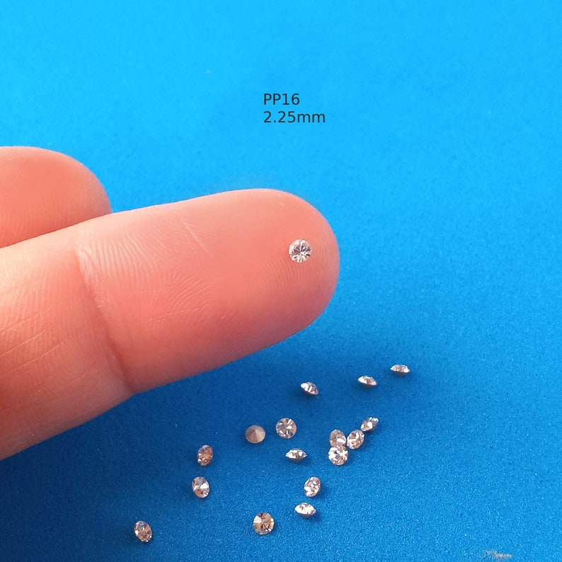 Assorted crystals for jewelry repair, Swarovski crystal, tiny crystals, 8 sizes 1.1mm to 2.65mm, mix of crystals, pointed back rhinestones zdjęcie 7