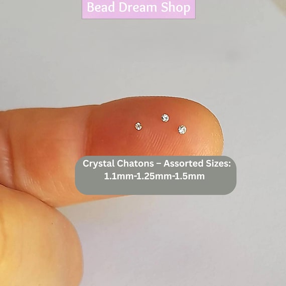 Tiny Swarovski Crystal Mix: Pointed Back Rhinestones 1-1.5mm for Jewelry, Watch, Craft Projects